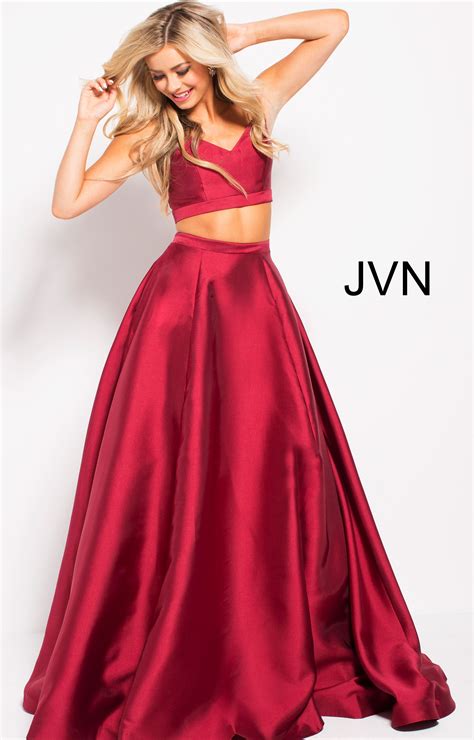 jovani jvn59636 long 2 piece a line mikado prom dress