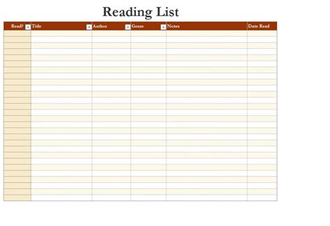 reading list template book list template