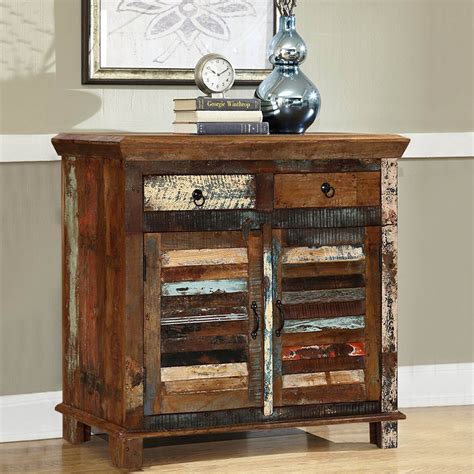 oilton colorful patchy reclaimed wood  drawer small buffet cabinet