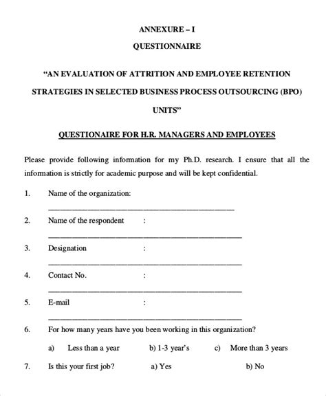employee questionnaire  examples format   answer  tips