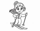 Girl Skier Coloring Coloringcrew Colorear sketch template