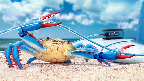 blue crab beach sand wallpaper