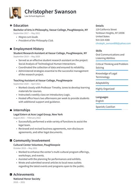 law school resume examples writing tips   guide