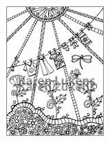 Coloring Clothes Line Adult Book Instant Printable sketch template