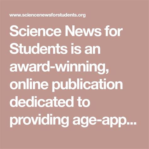 science news  students   award winning  publication