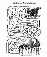 Maze Mazes Printable Cats Halloween sketch template