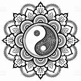 Yang Mandala Yin Coloring Pages Designs Drawing Mandalas Henna Printable Sheet Symbol Pattern Oriental Tattoo Book Vector Style Para Circular sketch template