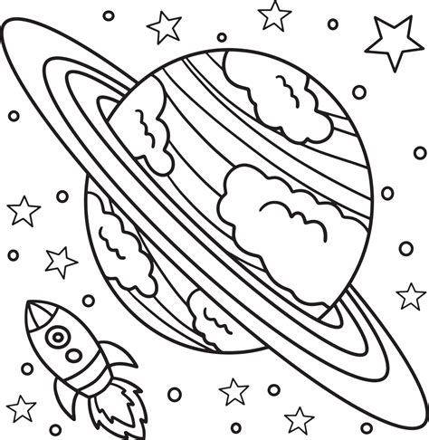 planet saturn coloring page  kids  vector art  vecteezy