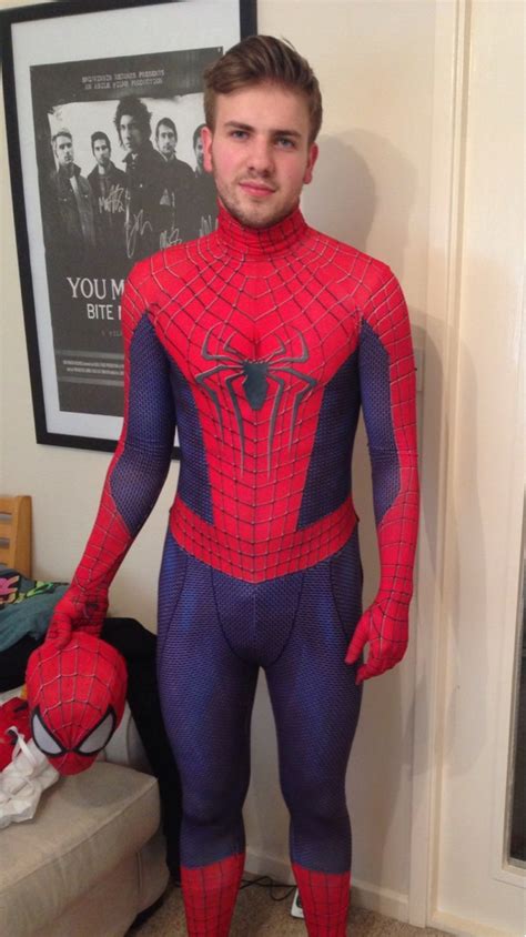 Full Look At My Spidey Costume With Home Made Face Shell Spiderman