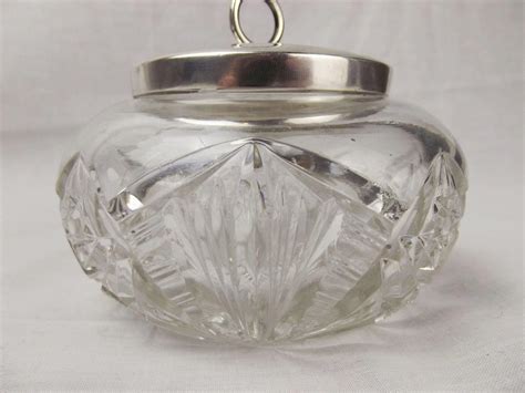 cut glass sugar bowl  sterling silver lid  sallyantiquescouk