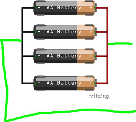 parallel connection  batteries beginners fritzing forum