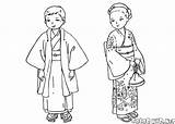Coloring Children Japanese Pages Traditional Clothing Kids Colorkid Australian Zealand sketch template