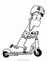 Ferb Phineas Scooter Driving Coloring4free Xcolorings 52k 670px sketch template
