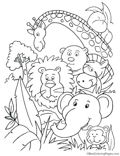printable jungle animals colouring pages