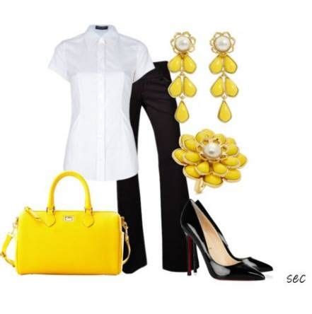 trendy   wear yellow bag work outfits  ideas howtowear