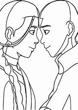 Katara Avatar Aang Coloring Couple Pages Wecoloringpage sketch template