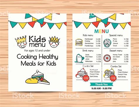 kid menu template  kids meal menu vector template restaurant