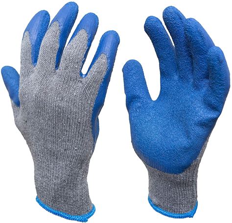 work gloves rubber latex coated leather  pairs men
