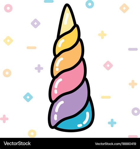 unicorn horn rainbow pastel black outline vector image
