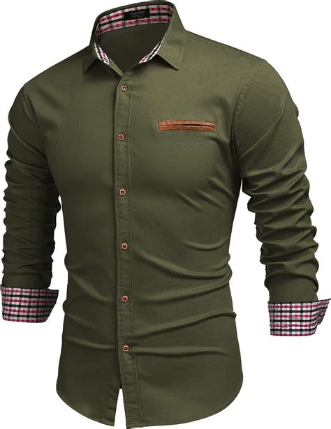 coofandy mens casual dress shirt button  shirts long sleeve denim work shirt  amazon men