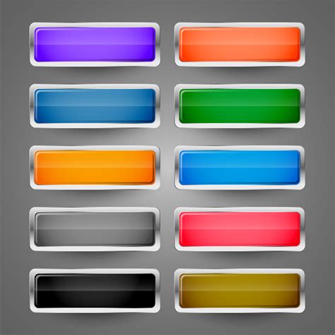 blank metallic glossy web buttons set   vector art stock graphics images