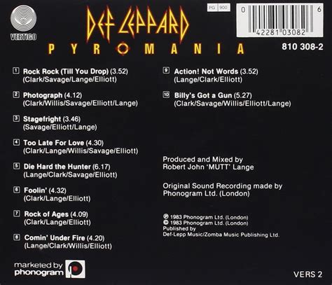classic rock covers  def leppard pyromania