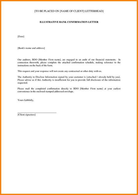 audit confirmation letter template samples letter template collection