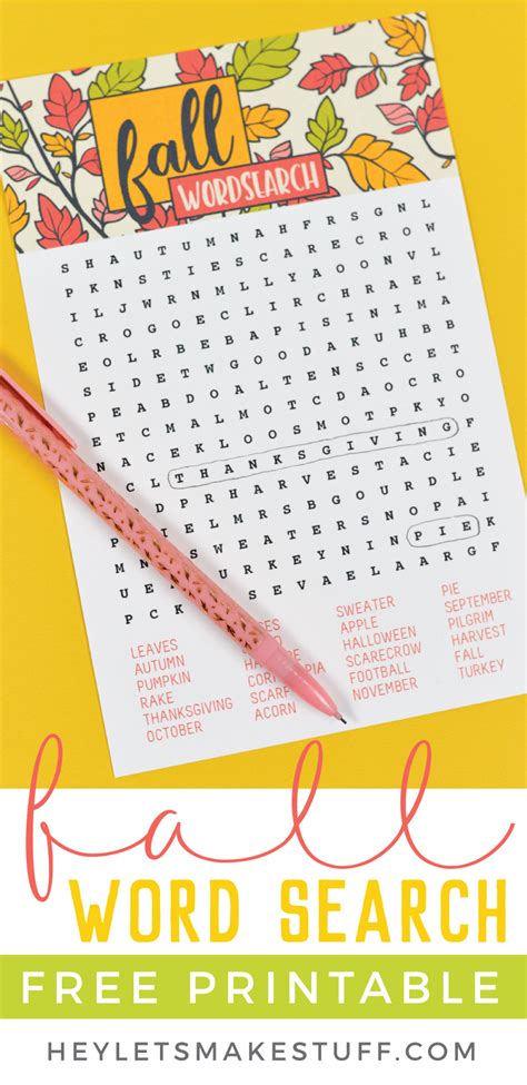 printable fall word search  kids adults