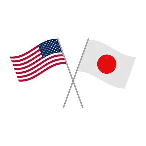 premium vector american and japanese flags vector isolated on white