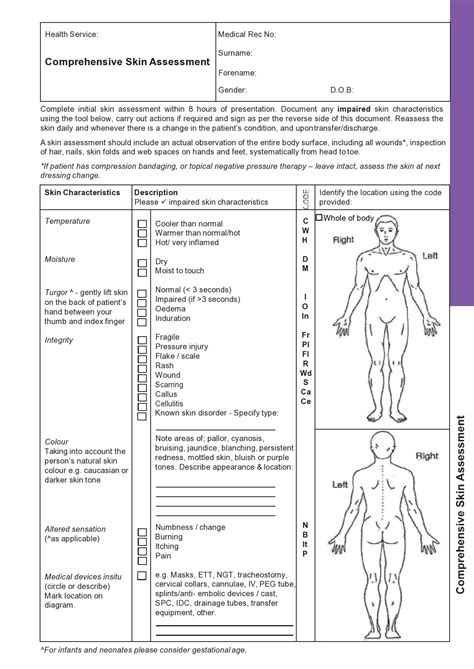 head  toe printable nursing assessment form template printable form