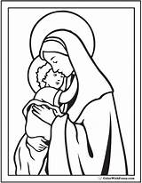 Coloring Jesus Mary Catholic sketch template