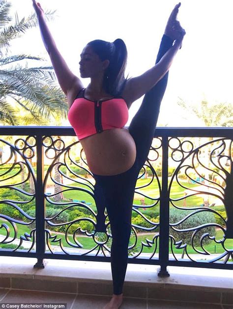 pregnant casey batchelor enjoys yoga in instagram snap daily mail online
