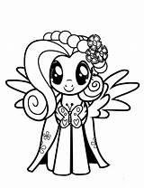 Fluttershy Coloring Pony Little Pages Kids sketch template