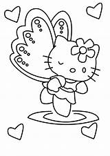 Kitty Hello Coloring Pages Angel Color Girlie Kids Straight Line Cartoons Colouring Colors Team Printable Characters Bookmark Book Template Hallo sketch template