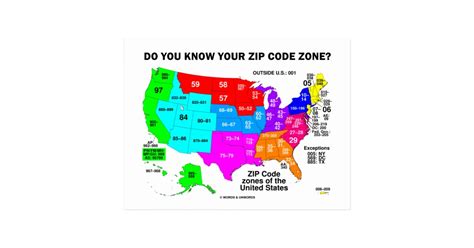 Do You Know Your Zip Code Zone Us Map Postcard Zazzle