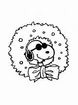 Snoopy Christmas Peanuts Coloring Xmas Drawing Pages Charlie Brown Book Activity Sheets Kleurplaten Paradijs Joe Cool Ornaments Wreath Afkomstig Van sketch template