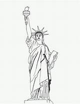 Statue Liberty Coloring Pages Drawing Printable Kids Drawings Sketch Clipart Outline Print Easy Usa Sheets Pencil York Gif Landmarks Color sketch template