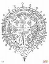 Coloring Pages Tribal Pattern Forest Cat Adults Printable Folk Animals Book Zentangle Color sketch template
