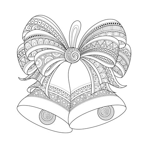 christmas bells zentangle style christmas adult coloring pages