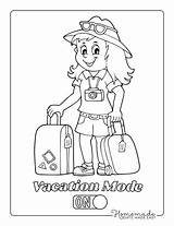 Coloring Summer Pages Easy Vacation Kids Adults sketch template