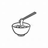 Icona Tagliatelle Schizzo Disegnata Ciotola Noodles Minestra sketch template