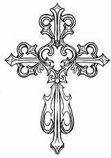 Cross Coloring Pages Drawing Clipart Ornate Choose Board Sheets Domain Old sketch template