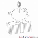 Business Colouring Piggy Bank Kids Coloring Sheet Title sketch template