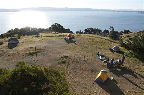 pitching  tent  angel island  urban camping story