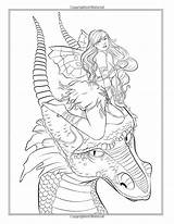 Coloring Pages Dragons Fairies Dragon Fairy Adult Colorare Da Fantasy Template Books sketch template
