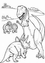 Trex Coloriage Tyrannosaurus Dinosauriers Kleurplaten Vechtende Angry Triceratop Bestappsforkids Preschoolers Kidscolouringpages sketch template