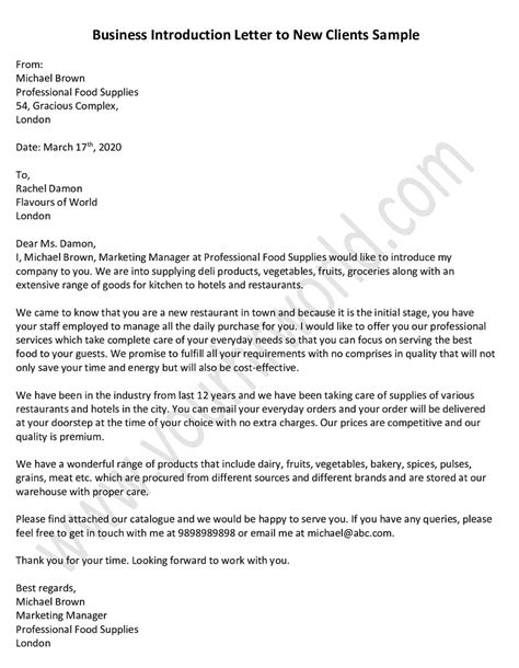 business introduction letter   clients sample