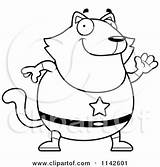 Cat Super Waving Chubby Coloring Clipart Cartoon Thoman Cory Outlined Vector 2021 sketch template