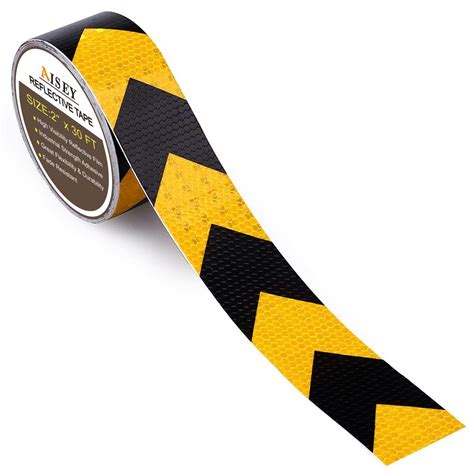 ft reflective safety hazard warning tape waterproof yellow black high intensity