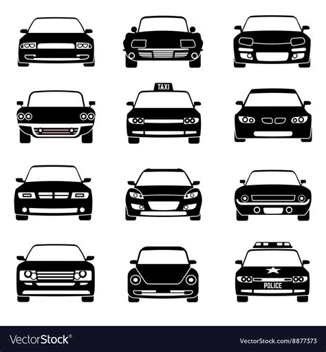 cars  front view black icons royalty  vector image